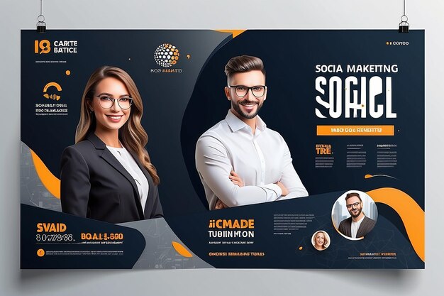 Marketingagentur Soziale Medien Post Digitales Marketing Web-Banner Unternehmensquadrat Flyer Vorlage