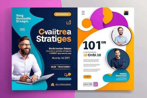 Marketingstrategien Live-Webinar-Banner-Einladung und Social-Media-Post-Vorlage Design für Geschäftswebinar-Einladungen