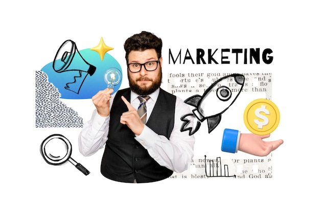 Marketingwort png kreative Strategie Remix durchsichtiger Hintergrund