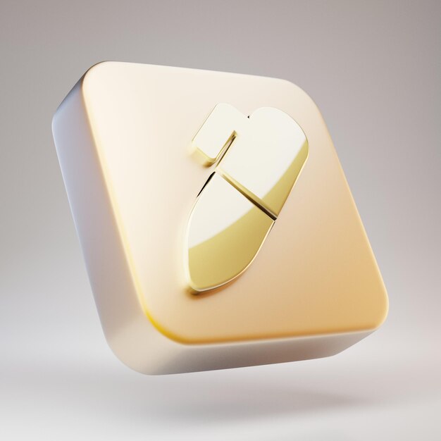 Markierungssymbol. Goldenes Markierungssymbol auf mattgoldener Platte. 3D-gerendertes Social Media-Symbol.