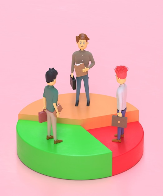 Marktfinanzanteil Gewinngeschäft Pi-Diagramm-Konzept 3D-Render