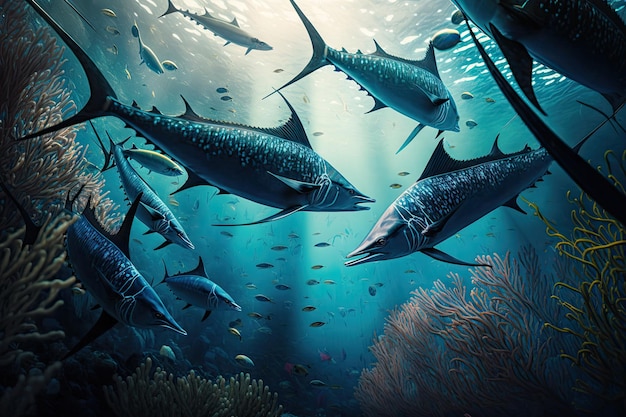 Marlin Fish Underwater Lush Nature von Generative AI