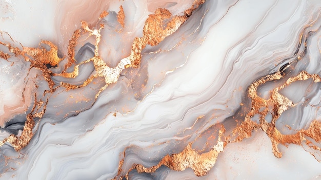 Mármol blanco con fondo horizontal de oro rosa