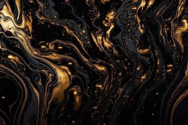 Foto el mármol líquido negro con el viño dorado la textura de fondo del mármol dorado negro fluido el fondo abstracto