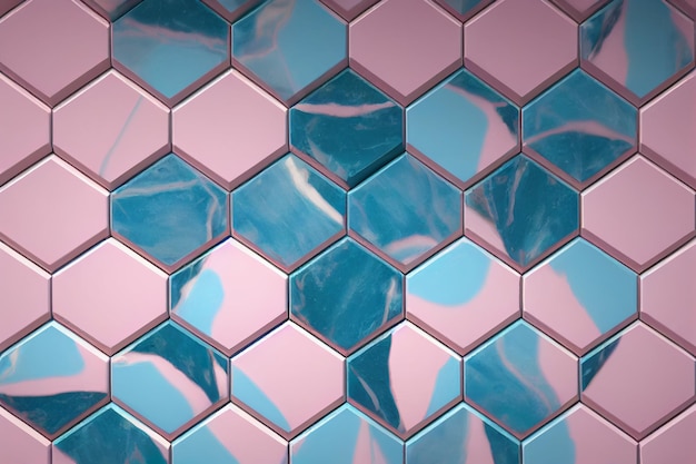 mármol de piedra de mármol estampado de fantasía abstracta en tonos de colores pastel rosa hexagonal