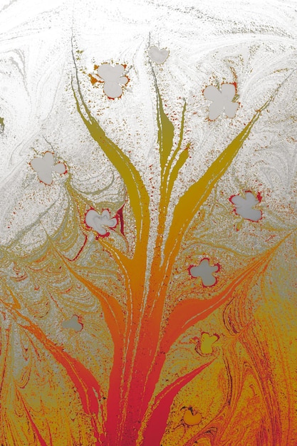 Marmolado de Ebru Arte con patrones de flores plantilla de fondo abstracta
