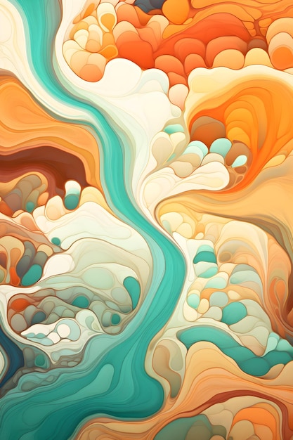 Marmor abstrakter Hintergrund Flüssiges Marmormuster Bunte Wellen AI Generativ