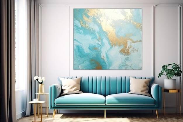 Marmor Serenity Blau Pastell Abstrakt Türkis Gold Magie