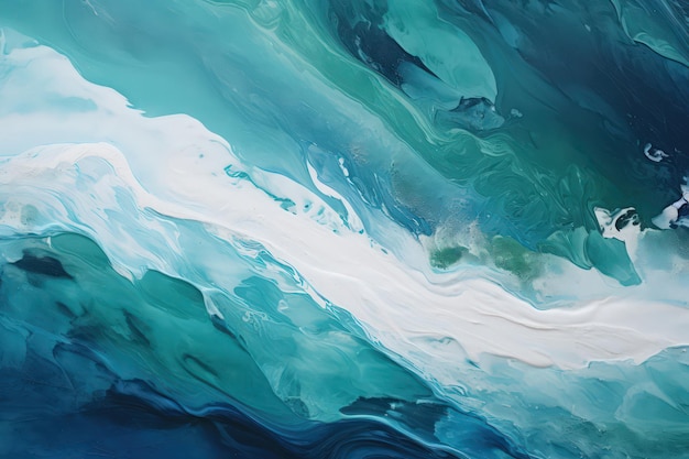 Marmor-Textur Meereswellen-Textur Farbstriche Grün-Blaue Farbpalette mit generativer KI