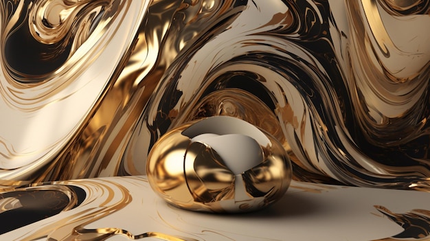Marmor und Gold 3D rendern generative KI