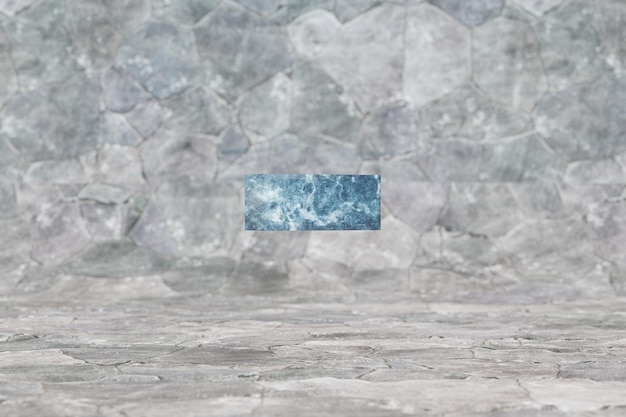 Foto mármore 3d menos símbolo. sinal de mármore azul sobre fundo de pedra. personagem de fonte renderizada 3d.