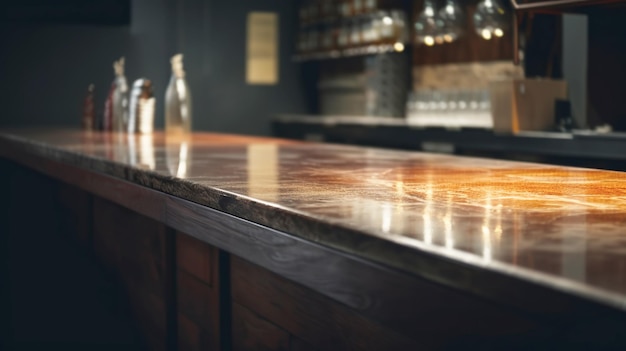 Marmore no topo do balcão do bar com espaço vazio para o seu copo Ilustração de IA gerativa