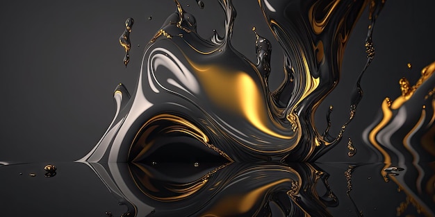 Mármore preto luxuoso com texturas douradas e padrões fluidos