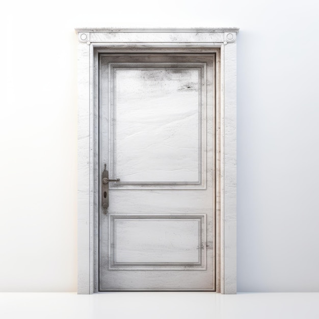 Marmorisierter rustikaler Realismus Eine atemberaubende weiße Tür mit bedürftigen Materialien