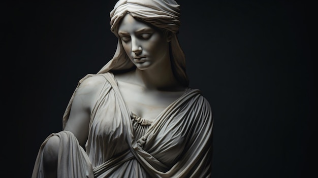 Marmorsteinstatue in grauen und weißen Farben Frau