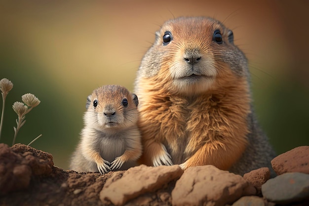 Marmota con un cachorro IA generativa