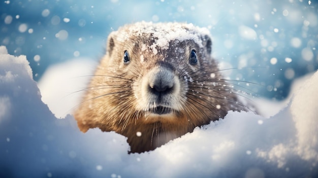 La marmota en la nieve