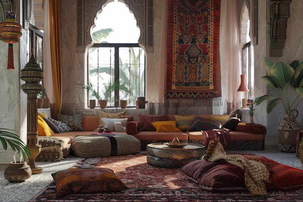 Marokkanisch inspirierte Lounges mit reichen Textilien und Pa