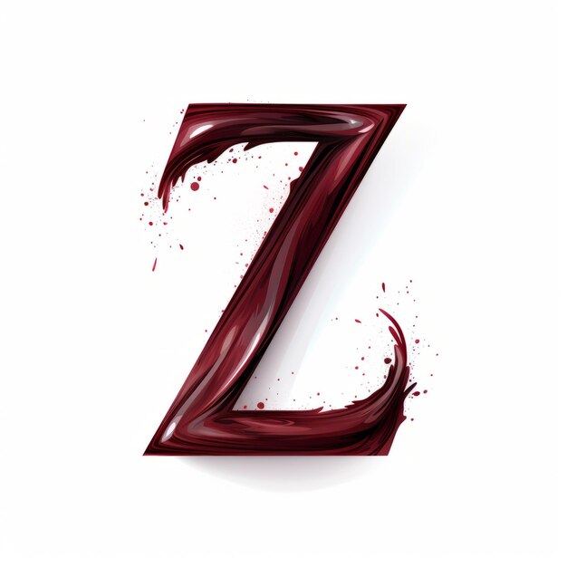 Maroon Vector Letter Z Drip Font Type com manchas de líquido violeta escuro e vermelho