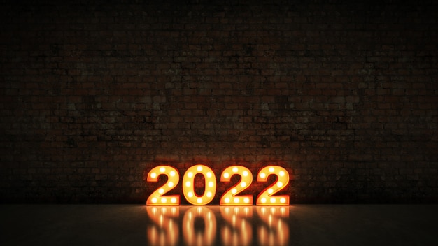 marquesina luz 2022 signo de letra año nuevo 2022 representación 3d