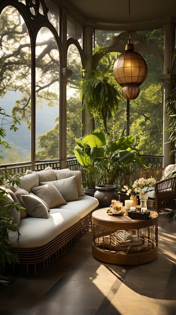 Marquise luxuosa moderna com vista para a selva