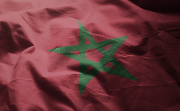 Marruecos bandera arrugada cerca