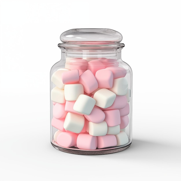 Foto marshmallow em estilo de desenho animado em 3d em um frasco isolado em fundo transparente png