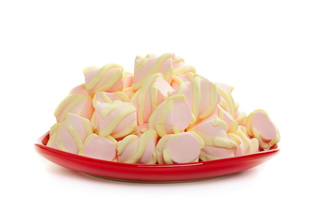 Marshmallow rosa Bonbons isoliert auf weißem Hintergrund