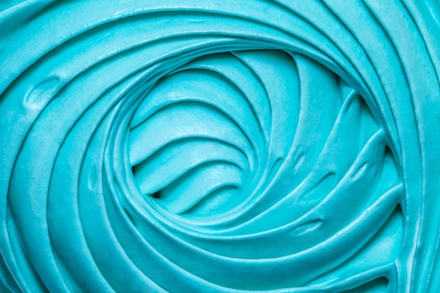 Marshmallow, spiralförmig verdreht, blau, Nahaufnahme.