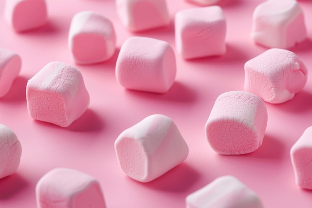 Marshmallows dulces y sabrosos en un fondo de color Marshmallow dulces y saborosos en un fondo colorido