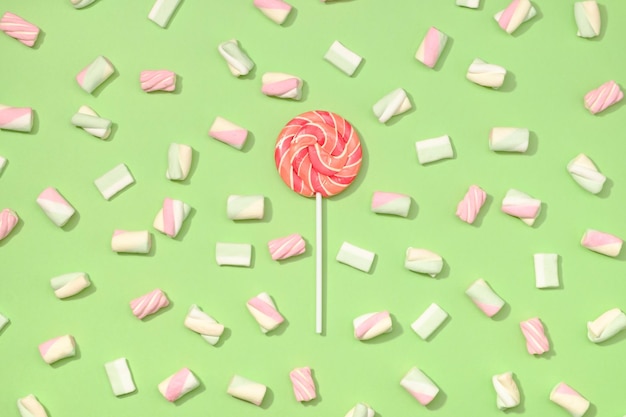 Foto marshmallows flach gelegt