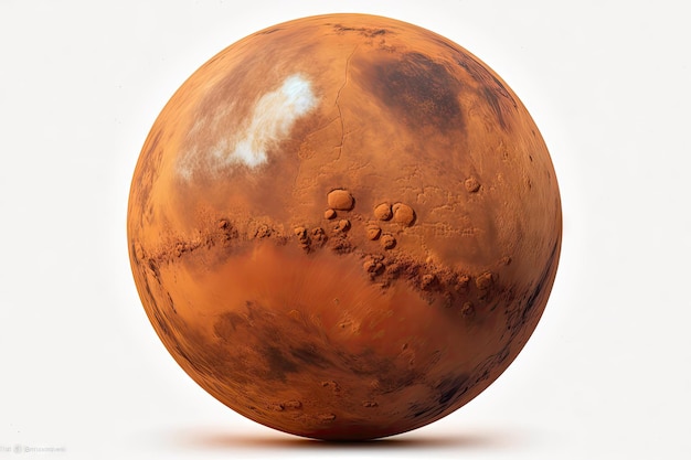 Marte en alta resolución sobre fondo blanco.