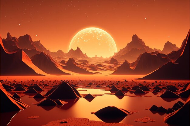 Marte superficie alienígena planeta paisaje 3d ilustración