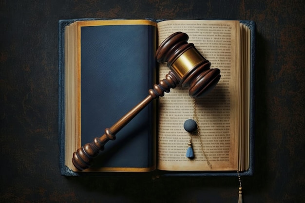 Martelo de juiz de madeira Conceito de lei e justiça Generative AI