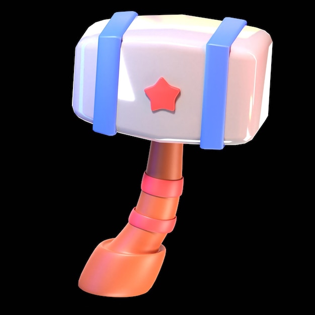 MARTILLO DE ARMA DE JUEGO DE ILUSTRACIÓN DE ICONOS AISLADOS EN 3D