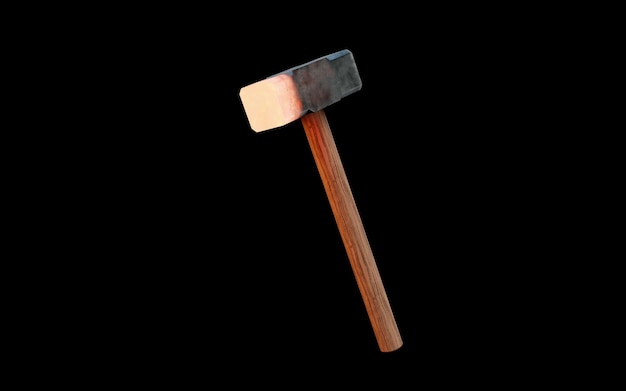Martillo caliente con renderizado 3d de fondo negro