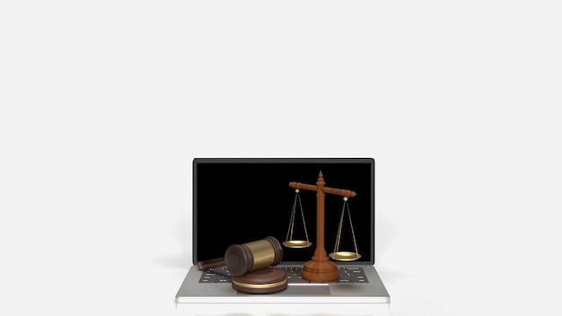 El martillo de madera y la libra para el concepto de ley digital renderización 3D
