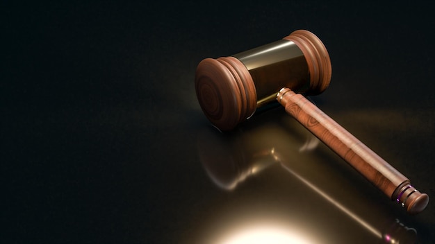 El martillo de madera para negocios o concepto de justicia representación 3d