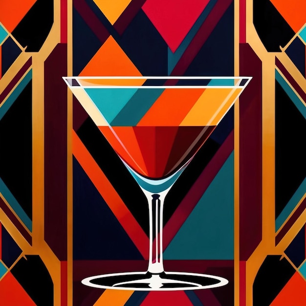 Foto martini cócteles bebidas alcohólicas retro vintage elegante ilustración en estilo art déco