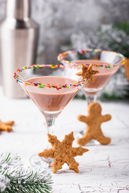 Martini de galleta de azúcar con borde de chispas