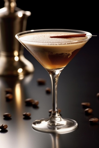 Un martini con un palito de canela