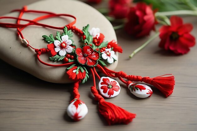 Martisor hilo de hilo rojo y blanco vacaciones con Martisor primavera rumana