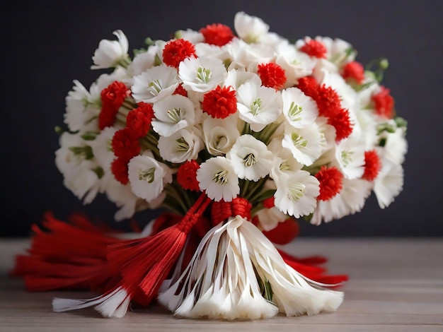 Martisor rot-weiße Garn-Floss-Faden Feier der Begrüßung des Frühlings in Moldawien und Rumänien