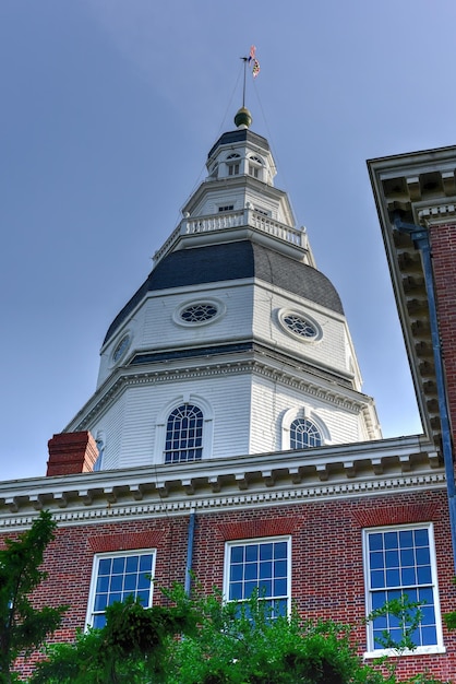 Maryland State Capital-Gebäude in Annapolis Maryland am Sommernachmittag Es ist das älteste staatliche Kapitol in kontinuierlicher legislativer Nutzung aus dem Jahr 1772