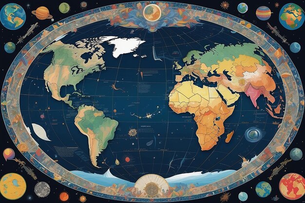 Más allá de las fronteras un tapiz diplomático de vector plano que se desarrolla en universos paralelos