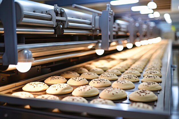 la masa de galletas enrollada fuera de la máquina