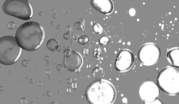 Masa líquida de gota de agua de líquido flotando en el aire ilustración 3D sin forma líquido
