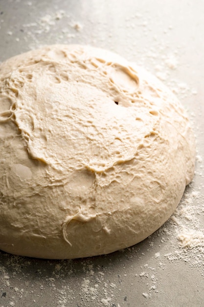 Masa de pan de masa madre cruda fresca para hornear pan saludable casero