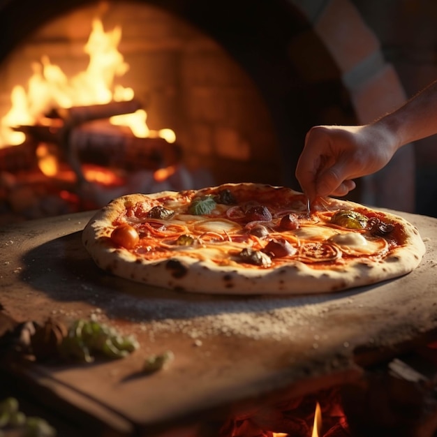 Masa de pizza cruda en la mesa de la cocina en casa concepto de comida de cocina