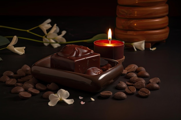 Foto masaje de chocolate con piedras calientes y aceites perfumados